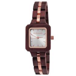 Holzwerk Germany Handgefertigte Designer Damen-Uhr Öko Natur Holz-Uhr Braun Silber Rot Gold Holz Armband-Uhr Analog Eckig Klassisch Quarz-Uhr von Holzwerk Germany