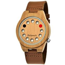 Holzwerk Germany Handgefertigte Designer Unisex Damen-Uhr Herren-Uhr Öko Natur Holz-Uhr Leder Armband-Uhr Analog Klassisch Quarz-Uhr Future Edition Braun Ahorn (Braun-Ahorn.) von Holzwerk Germany