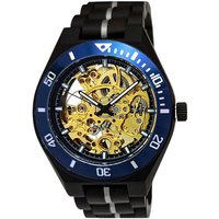 Holzwerk Automatikuhr DELITZSCH Herren Edelstahl & Holz Armband Uhr in schwarz, gold, blau von Holzwerk
