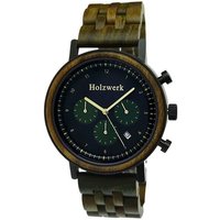 Holzwerk Chronograph BERGHEIM Damen & Herren Holz Armband Uhr mit Datum, schwarz, grün von Holzwerk