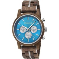 Holzwerk Chronograph SOLTAU Herren Holz Armband Uhr, braun, silber, blau von Holzwerk