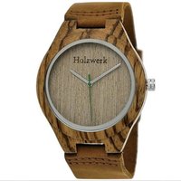 Holzwerk Quarzuhr BURGAU Damen und Herren Leder & Holz Armband Uhr, braun, grün von Holzwerk