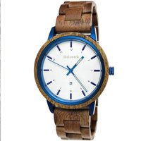 Holzwerk Quarzuhr GARDING Damen & Herren Holz Armband Uhr mit Datum, braun, weiß & blau von Holzwerk