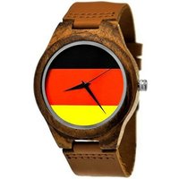 Holzwerk Quarzuhr GERMANY Damen & Herren deutsche Flagge Leder und Holz Uhr in braun von Holzwerk