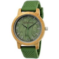 Holzwerk Quarzuhr LANDAU Damen & Herren Holz Uhr mit Silikon Armband in grün & beige von Holzwerk