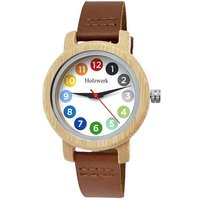 Holzwerk Quarzuhr RAINBOW BROWN bunte kleine Damen Leder & Holz Armband Uhr, braun von Holzwerk