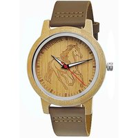 Holzwerk Quarzuhr TORI BROWN Damen Leder & Holz Uhr mit Pferd Motiv in braun, beige von Holzwerk