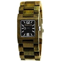 Holzwerk Quarzuhr VECHTA Damen Holz Armband Uhr, Design Eckig, oliv grün & schwarz von Holzwerk