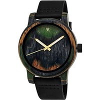 Holzwerk Quarzuhr WISSMAR Damen & Herren Holz & Leder Tarn Armband Uhr, grün, schwarz von Holzwerk