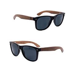 Holzwurm Sonnenbrille mit Holzbügeln aus Walnuss für Damen & Herren/Polarisierende Brillengläser mit UV400-Schutz/mit Brillenetui aus echtem Bambus von Holzwurm