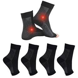 4 Paar Sprunggelenkbandage Orthopädische Kompressionssocken damen herren für Plantarfasziitis Socken Arthritis Gelenkschmerzen Fersensporn Neuropathie Fussbandagen Sprunggelenk (Schwarz, 43-46) von Home Holic