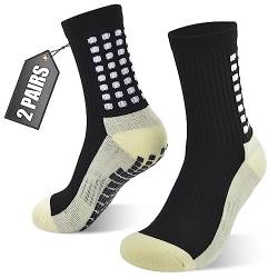 Home Holic 2 Paar Grip Socken Fussball Rutschfeste Sport Fußball Socken Herren Damen 39-42 43-46 Grip Socks Mit Gummipunkten (DE/NL/SE/PL, Numerisch, 35, 38, Regular, Regular, Schwarz) von Home Holic