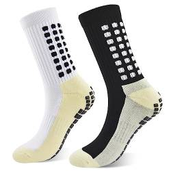 Home Holic 2 Paar Grip Socken Fussball Rutschfeste Sport Fußball Socken Herren Damen 39-42 43-46 Grip Socks Mit Gummipunkten (DE/NL/SE/PL, Numerisch, 35, 38, Regular, Regular, Schwarz +Weiß) von Home Holic