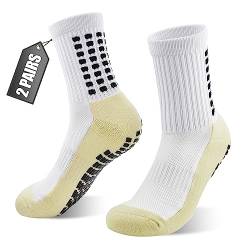 Home Holic 2 Paar Grip Socken Fussball Rutschfeste Sport Fußball Socken Herren Damen 39-42 43-46 Grip Socks Mit Gummipunkten (DE/NL/SE/PL, Numerisch, 35, 38, Regular, Regular, Weiß) von Home Holic