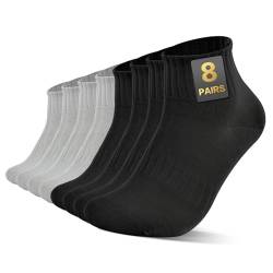 Home Holic 8 Paar Socken Herren Damen 43-46 39-42 35-38 Baumwolle Business Socken Herrensocken Atmungsaktive Sport Socks Sneaker Socken Laufsocken (35-38, 4 Schwarz+4 Grau) von Home Holic