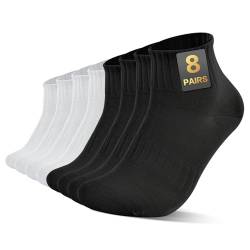 Home Holic 8 Paar Socken Herren Damen 43-46 39-42 35-38 Baumwolle Business Socken Herrensocken Atmungsaktive Sport Socks Sneaker Socken Laufsocken (43-46, 4 Schwarz+4 Weiß) von Home Holic