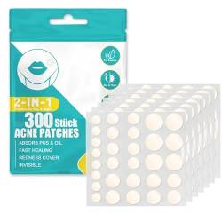 Pimple Patches Acne Patch Unsichtbare Natürliche Hydrokolloid Akne Patches Mit Teebaumöl Und Salicylsäure Tag Und Nacht 2-In-1 Wasserdicht Absorptions Pickel Patch (300 PCS) von Home Holic