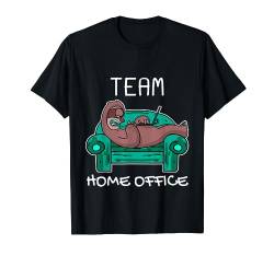 Faultier arbeitet am Laptop T-Shirt von Home Office Faultier Team arbeiten Selbständig
