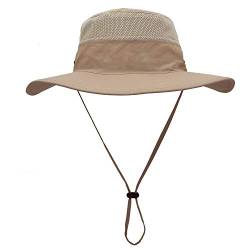 Home Prefer Herren Sonnenhut UPF 50+ Breite Krempe Bucket Hat Winddicht Fischerhüte, Milch Khaki, Einheitsgröße von Home Prefer