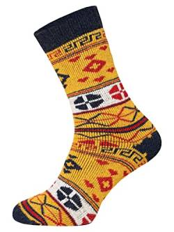 2 Paar Hygge Norweger Socken Herren Und Damen Mit Muster - Dicke Wollsocken In Schwerer Qualität, Verstärkte Ferse Und Spitze - Schafwollsocken Strapazierfähig - Senf 35-38 von HomeOfSocks