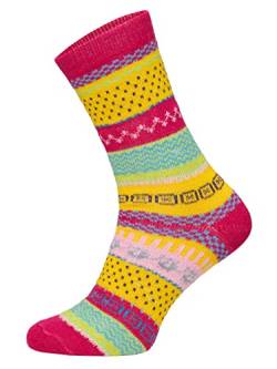 2 Paar Warme Hygge Socken Für Herren Und Damen Aus Echter Wolle - Wollsocken Mit Fröhlich Bunten Mustern Und Druckarmer Zehennaht - Schafwollsocken Strapazierfähig - Pink 43-46 von HomeOfSocks