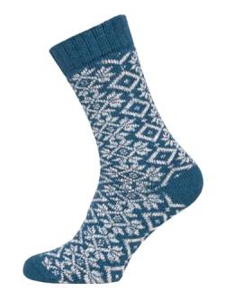 Ein Paar Einfarbige Wollsocken Blumen Design Für Damen Und Herren Weiche Dicke Kuschelsocken Hyggelig Warm Mit 45% Wolle - Strapazierfähig Zeitlos Warm | Petrol 39-42 von HomeOfSocks