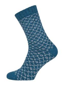 Ein Paar Einfarbige Wollsocken Schlichtes Rauten Design Für Damen Und Herren Weiche Dicke Kuschelsocken Hyggelig Warm Mit 45% Wolle - Strapazierfähig Zeitlos Warm | Petrol 39-42 von HomeOfSocks