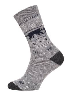Ein Paar Eisbär Norweger Socken Für Damen Und Herren Nordic Socks Kuschelsocken Aus Wolle Dicke Socken Hyggelig Warm 45% Wolle Weihnachts Design Strapazierfähig Zeitlos | Grau 39-42 von HomeOfSocks