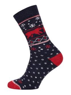 Ein Paar Eisbär Norweger Socken Für Damen Und Herren Nordic Socks Kuschelsocken Aus Wolle Dicke Socken Hyggelig Warm 45% Wolle Weihnachts Design Strapazierfähig Zeitlos | Navy 35-38 von HomeOfSocks