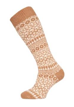 Ein Paar Lamwoll Kniestrumpf Norweger Socken Herren Und Damen - Skandinavisch Lange Socken Luxuriöse Wollsocken Kuschelsocken 70% Lambswool | Camel 35-38 von HomeOfSocks