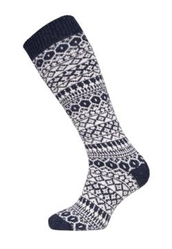 Ein Paar Lamwoll Kniestrumpf Norweger Socken Herren Und Damen - Skandinavisch Lange Socken Luxuriöse Wollsocken Kuschelsocken 70% Lambswool | Navy 35-38 von HomeOfSocks