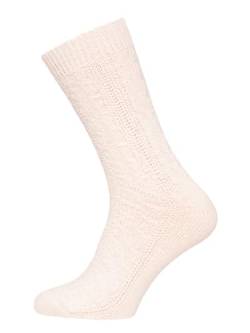 Ein Paar Lamwoll Socken Zopfmuster Herren Und Damen Kurze Socken Trachtensocken Luxuriöse Wollsocken Kuschelsocken 70% Lambswool Socks Strapazierfähig Weich | Creme 39-42 von HomeOfSocks