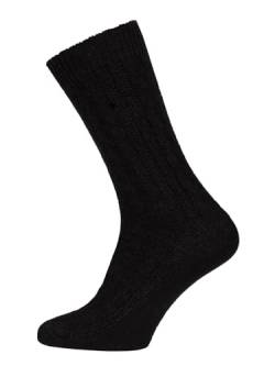 Ein Paar Lamwoll Socken Zopfmuster Herren Und Damen Kurze Socken Trachtensocken Luxuriöse Wollsocken Kuschelsocken 70% Lambswool Socks Strapazierfähig Weich | Schwarz 39-42 von HomeOfSocks