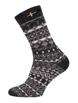 Ein Paar Norweger Socken Damen Und Herren Jacquard Schweden Design Nordic Socks Kuschelsocken Aus 80% Wolle Dicke Socken Hyggelig Warm - Strapazierfähig Zeitlos Warm | Anthrazit 39-42 von HomeOfSocks