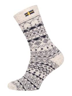 Ein Paar Norweger Socken Damen Und Herren Jacquard Schweden Design Nordic Socks Kuschelsocken Aus 80% Wolle Dicke Socken Hyggelig Warm - Strapazierfähig Zeitlos Warm | Navy Weiß 35-38 von HomeOfSocks