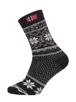 Ein Paar Norweger Socken Damen Und Herren Skandinavisches Design Nordic Socks Kuschelsocken Aus 80% Wolle Dicke Socken Hyggelig Warm - Strapazierfähig Zeitlos Warm | Anthrazit 35-38 von HomeOfSocks