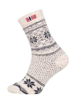 Ein Paar Norweger Socken Damen Und Herren Skandinavisches Design Nordic Socks Kuschelsocken Aus 80% Wolle Dicke Socken Hyggelig Warm - Strapazierfähig Zeitlos Warm | Navy 47-50 von HomeOfSocks