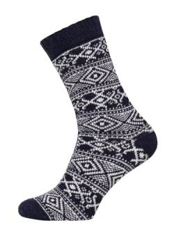Ein Paar Norweger Socken Für Damen Und Herren Nordic Socks Kuschelsocken Aus Wolle Dicke Socken Hyggelig Warm Mit 45% Wollanteil In Norwegischem Design - Strapazierfähig Zeitlos Warm | Navy 39-42 von HomeOfSocks