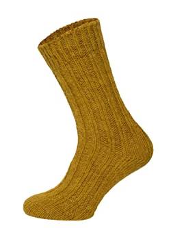 HomeOfSocks 2 Paar Alpaka Wollsocken Herren Und Damen - Bunte Warme Norweger Wollsocken Mit 40% Wollanteil Strapazierfähig Natürliche Regulierung Der Fußtemperatur Kuschelsocken | Gelb Senf 39-42 von HomeOfSocks