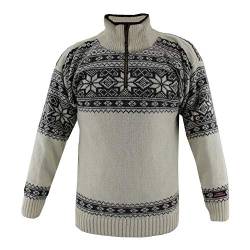 HomeOfSocks Original Norweger Herbst Winter Pullover aus 100% Reiner Neuer Wolle Schurwolle (Weiß, XS) von HomeOfSocks