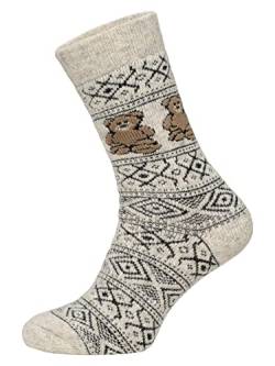 Norweger Socken Mit Teddy Muster - Damen Und Herren Kuschelsocken Aus Wolle - Dicke Socken Mit Hohem Wollanteil Im Norwegischen Design - Strapazierfähig, Weich Und Angenehm Auf Der Haut von HomeOfSocks