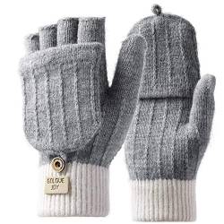 Homealexa Winter Handschuhe Damen Fingerlose Handschuhe Baumwolle Halb Fingerhandschuhe mit Flip-Top, Warme Strick Handschuhe für Damen und Herren von Homealexa