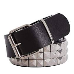 Homeilteds Shiny Pyramid Rivet Belt Herren & Damen Nietengürtel Punk Rock Mit Dornschließe Dauerhaft (Belt Length : 105CM, Color : Sliver Belt) von Homeilteds