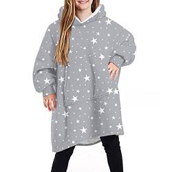 Homemari Übergroße Decke Hoodie für Kind weiche warme Tragbare Flanell Pullover Hauskleidung mit Fronttaschen Einheitsgröße Unisex Sweatshirt (Stil 3) von Homemari