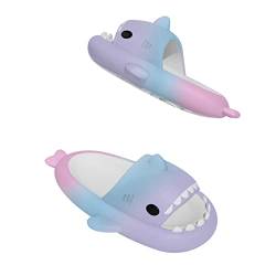 Niedliche Cartoon-Hai-Hausschuhe,Regenbogen-Haifisch-Hausschuhe,Bunte Shark Slippers Damen,Shark Slides Paar,Sharkies Sandalen, Badezimmer-Hausschuhe Herren von Homemari