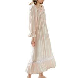 Homgro Damen-Nachthemd, viktorianisches Nachthemd, langärmelig, Vintage-Stil, Herbstnachthemd, Rosa - 3/4-Ärmel, Medium von Homgro