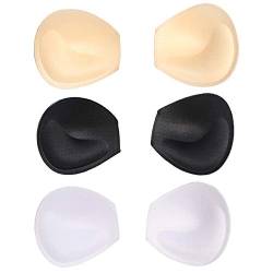 3 Paare Push-up Schaum BH-Einlagen Schwamm Abnehmbare Dreieck Brust Bra Pads Einsätze Bikini Badeanzug Seamless Sports Bra, Weiß, Schwarz, Fleischfarbig von Homieco