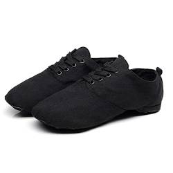 Ballettschuhe, Segeltuch, Jazzschuhe, Damen, Schnürschuhe, Tanzschuhe, Mädchen, geteilte Sohlen, modern, Tanzschuhe, Schwarz , 41 EU von Homieco