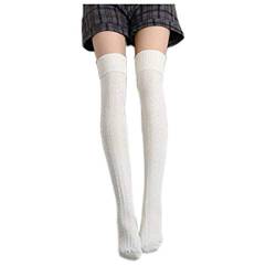 Homingg Knee High Socks 1 Paar Halten Overknee Strümpfe Stricken Sport Socken … (White) von Homingg
