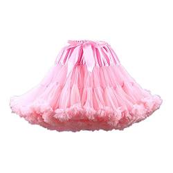 Homipooty Damen Elastische Taille Tüll Petticoat Tutu Party Mehrschichtiger Puffy Cosplay Rock Unterrock, Länge 40 cm, Taille 56-100 cm Rosa von Homipooty